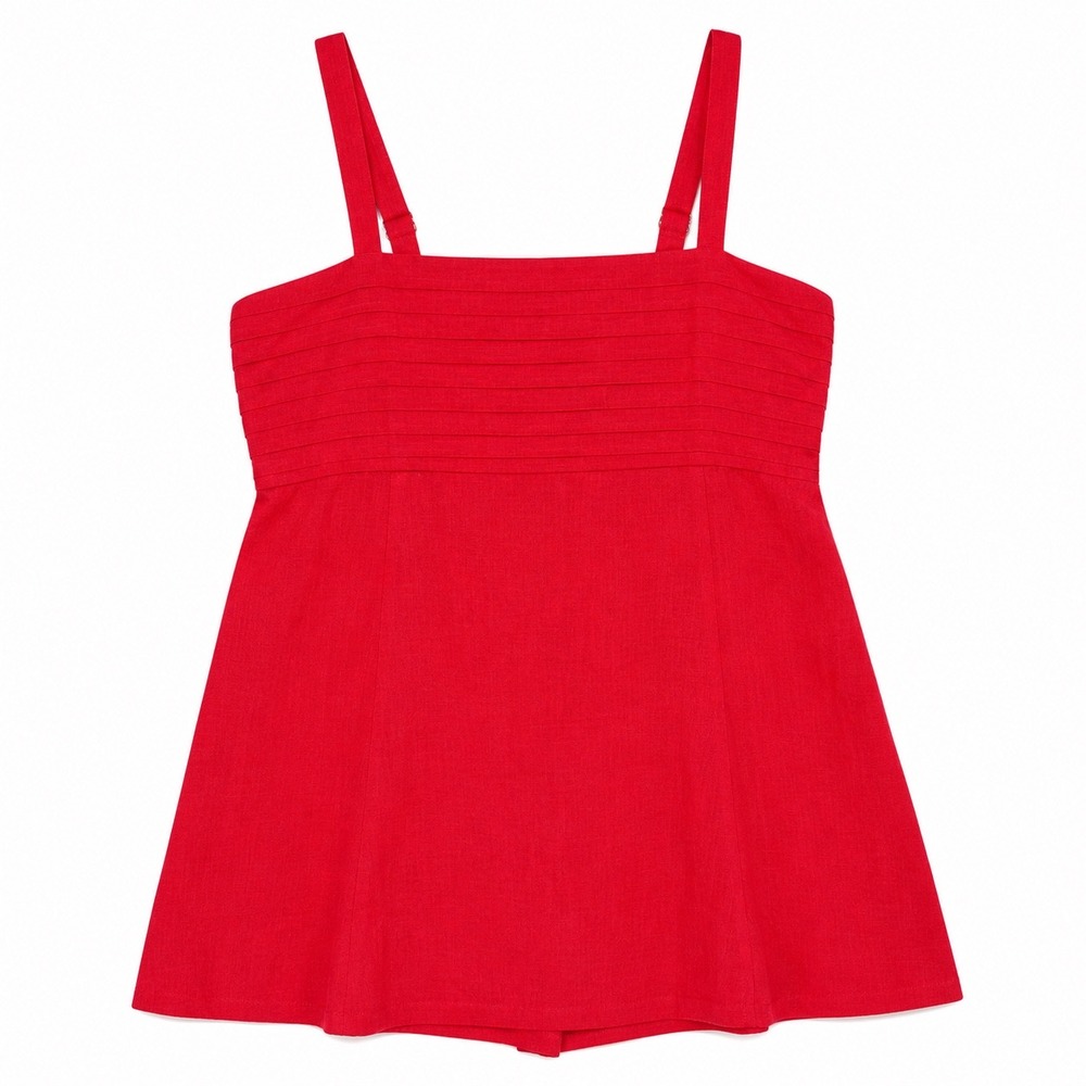 Abercrombie & Fitch Womens 2XL Romper Red Linen Blend Americana July 4th NEW